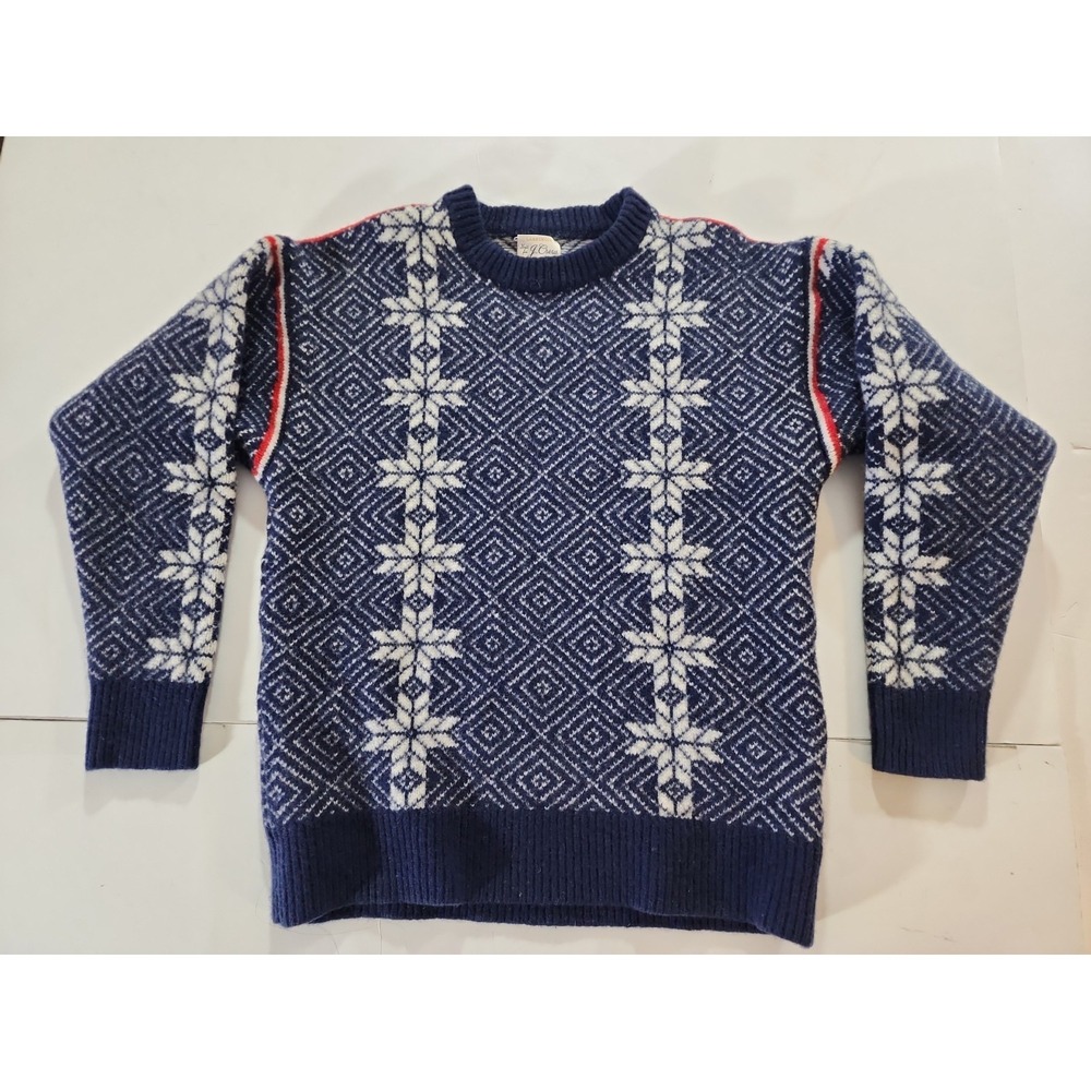 J.Crew Lambswool Jacquard Ski Sweater Navy Fair‎ Isle Men's Size Small S BM113